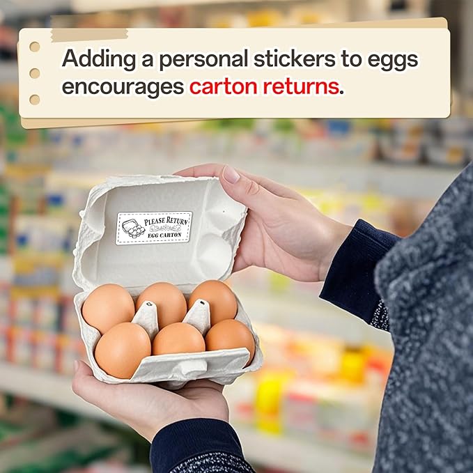3 in 1 Total 1850pcs Farm Fresh Egg Stickers Set Including 250pcs Handing Instruction Cards,800pcs 2” Round Unwashed just got Laid Carton Stickers,800pcs Rectangular Please Return Egg Carton Labels