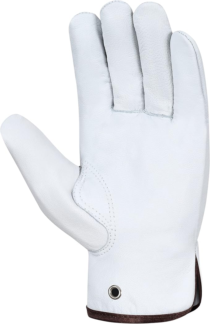 Leather Work Gloves Pack of 12 Pairs Warehouse Gardening Construction Gloves for Men Women Goat Skin Working Gloves