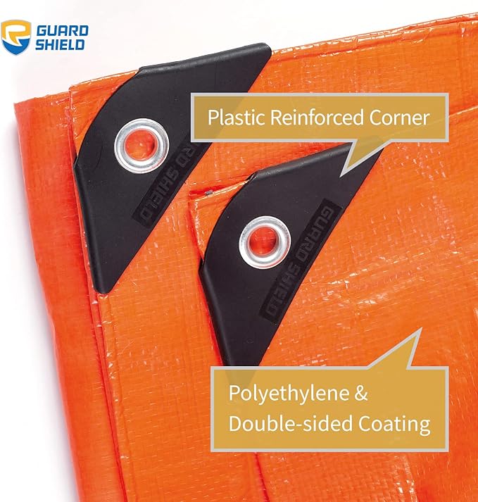 GUARD SHIELD Orange Tarp 8x10 Feet Tarps High Visibility Outdoor Poly Cover Lightweight 6mil