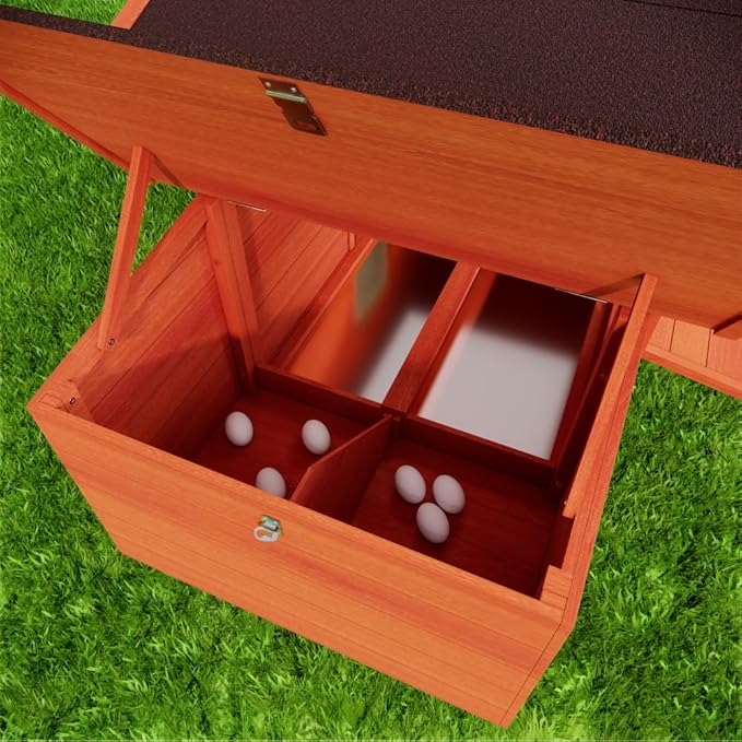 Large Wooden Chicken Coop for Backyard Chickens with Waterproof Roof, Dual Nesting Boxes, and Sturdy Latch System for Outdoor Use