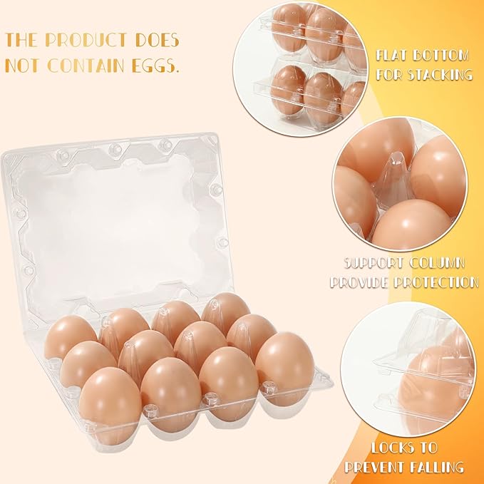 JarThenaAMCS 200Pcs Plastic Egg Carton Bulk Empty Clear Egg Tray Holder Container for Farm Business Market Home Kitchen Refrigerator Storage (3 x 4 Grids)