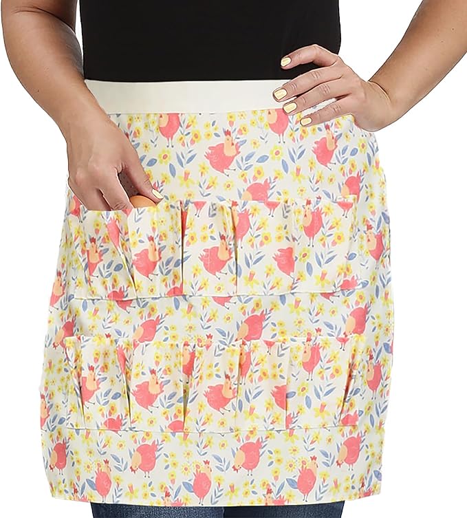 Plum Hill Chicken Egg Collecting Apron for Fresh Eggs - Gathering Apron for Women with Pockets