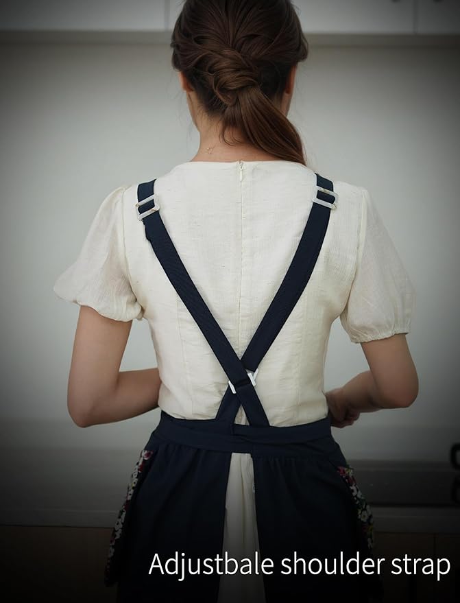 Kitchen Aprons for Women with Pockets Cute Vintage Chef Pinafore Apron for Gardening Cooking Baking Painting