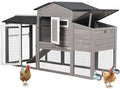 71" Chicken Coop Large Wooden Chicken Tractor - with Wheels Waterproof Outdoor Hen House Poultry Cage Back Yard Chicken Coops with Run, Laying Boxes and Secure Enclosure