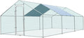 Walk-in Chicken Coop for 30-35 Chickens, Large Metal Chicken Run, Chicken Pen Outdoor W/Cover, Waterproof & Anti-UV, 19.7' D x 9.8' W x 6.4' H, Wire Mesh Poultry Cage for Yard #LYJL06JD-US