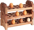 Patelai 3 Tier 54-hole Wooden Egg Holder Countertop Stackable Egg Storage Trays Organizer Eggs Container Rack for Rustic Home Kitchen Easter Decoration