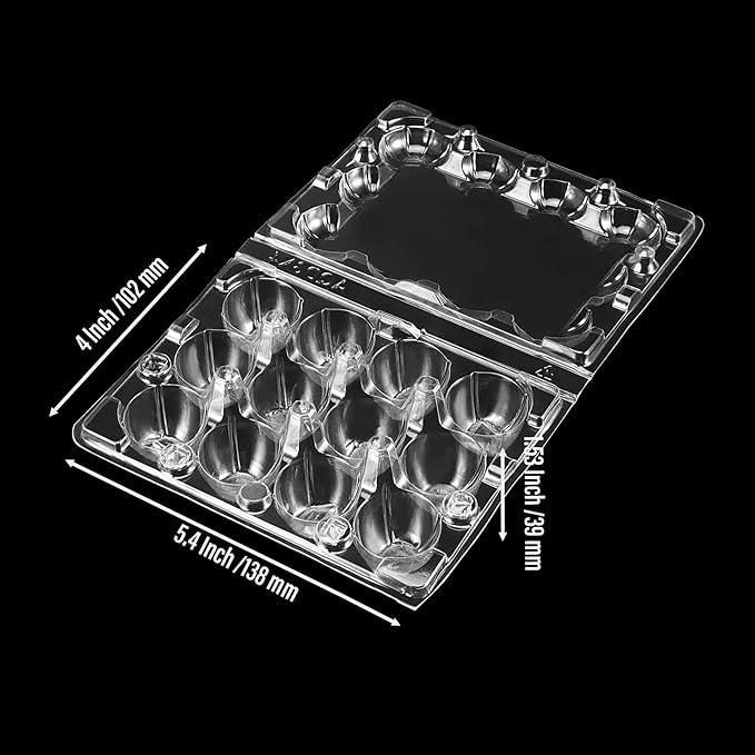 SINJEUN 150 Pack 12 Grids Clear Quail Egg Carton, Mini Plastic Quail Egg Storage Holder with Lid, Stackable Quail Eggs Bulk Carton Trays for Pheasant Pigeon Eggs
