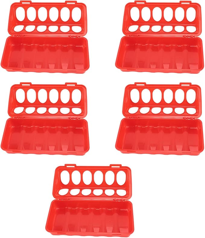 5Pcs Plastic Flip Top Poultry Feeder, Automatic No Waste Feeding with Holes for Birds Chick