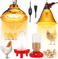 Chicken Heat Lamp Carbon Fiber Tube Brooder Heater Lamp for Chicks, Adjustable 2 Temperature Hanging Chicken Warmer Poultry Automatic Feeder and Waterer Kit for Newborn Livestock 175w/350w
