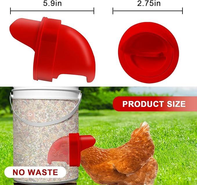 No-Waste Automatic Chicken Feeder – Gravity Feed Port Kit for Buckets & Barrels, Reduces Feed Spillage, Outdoor Poultry Feeder DIY Farm Supply