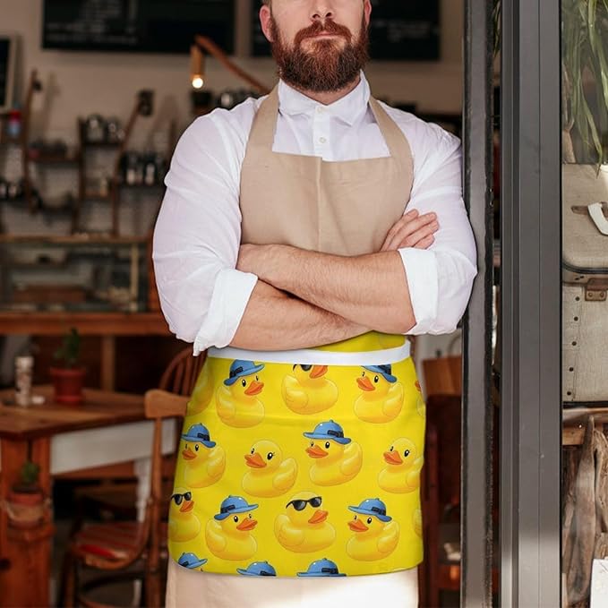 Server Apron with 3 Pockets Waist Waiter Waitress Half Apron Short Aprons