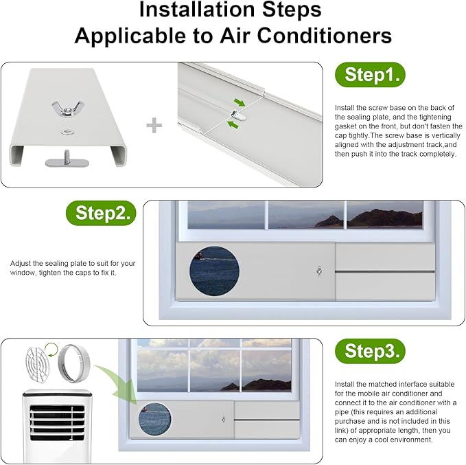 HOXHA Window Duct Kit Dryer Window Vent Kit AC Window kit, Fit with 4” Dryer Ducting & 5.9” AC Hose, Vent Kit Fit for Dryer, Portable AC, Inline Duct Fans, Grow Tents