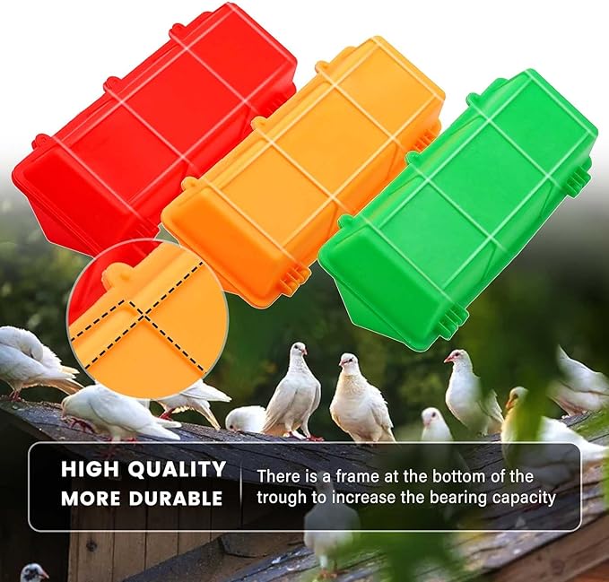 6 Pieces Plastic Flip Top Bird Small Poultry Feeder Quail Chick Feeder Waterer Poultry Feeding Tray Trough Dish Dispenser No Mess No Waste for Brooder Chickens Ducks Quails Pigeon Birds