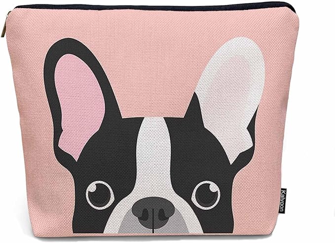 Bulldog Cosmetic Bags For Women, Lovely Puppy Bulldog Dogs Pink Roomy Makeup Bag Toiletry Bag Accessories Organizer Storage Bags Makeup Pouch For Travel Business Gym Camping Bathroom