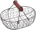 FAVOMOTO Easter Wire Egg Basket, Farmhouse Vintage Fresh Eggs Holder with Handle Kitchen Countertop Storage Container for Collecting Fruit Bread Farmhouse Kitchen Decor