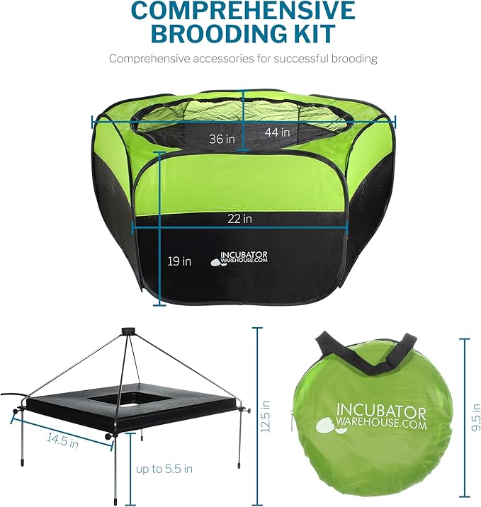 Incubator Warehouse Insta Brooder™ with Vrooder™ Heater Plate - Chicken Pop Up Playpen with Removable Mesh Top - Portable and Foldable Chicken Pen - Indoor Brooder Box for Chicks (36 x 36 x 18 inches)
