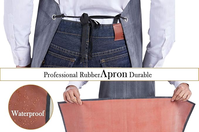 Nanxson Thick Rubber Waterproof Apron，Chemical Resistant，Heavy Duty Apron Adjustable for Dishwashing, Gardening, Butchering