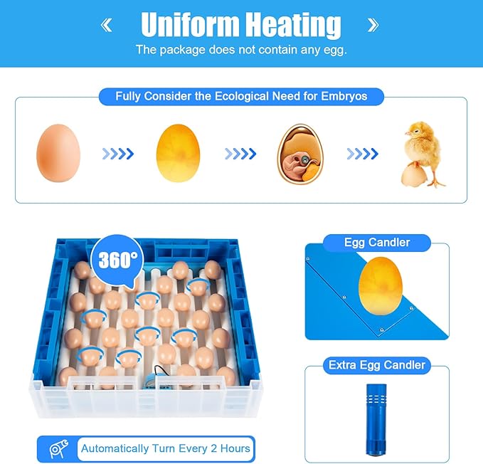 64 Eggs Incubator Digital,Automatic Egg Incubator, Eggs Chicken Quail Chick Hatcher, Hatching Mechine with Temperature Control Digital Display ﻿ ﻿ ﻿
