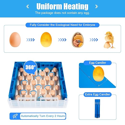 Egg Incubator, 64 Eggs Smart Hatcher Digital Incubator Household Mini Incubator Water Bed w/Fully Automatic Egg Turning and Humidity Controle for Chickens Ducks Goose Birds Dove Quail