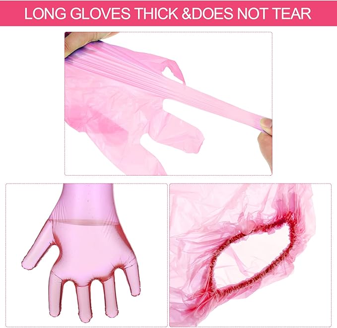 Honeydak 30 Pairs Field Dressing Gloves Disposable Deer Gutting Hunting Cleaning Gloves with Long and Short Mitten Combo PVC