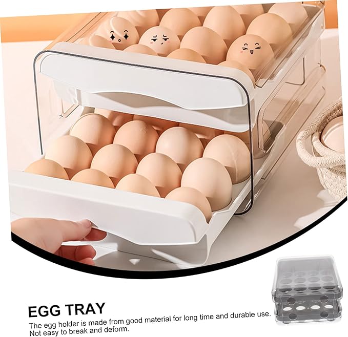 Double Layer Egg Storage Organizer Egg Holder for Refrigerator Cavity Drawer Style Egg Supply Case Durable and Convenient Egg Storage Box for Home and Farm Use