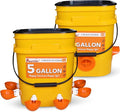 5 Gallon Automatic Chicken Waterer & 44 Lbs No Waste Feeder Set, Poultry Feeding Equipment with Buckets for Chicken Coop Accessories