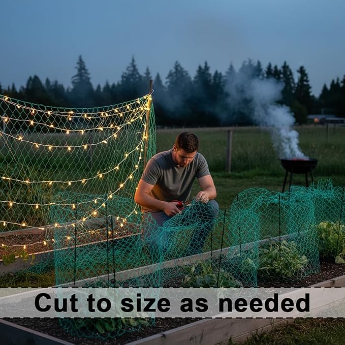 Garden Netting, 50' x 50' Heavy Duty Bird Netting Deer Fence Net, 1.6" Mesh Poultry Netting for Chicken Coop, Run & Garden, Protect Fruit Trees, Vegetables from Birds, Deer,Hawk, Squirrels