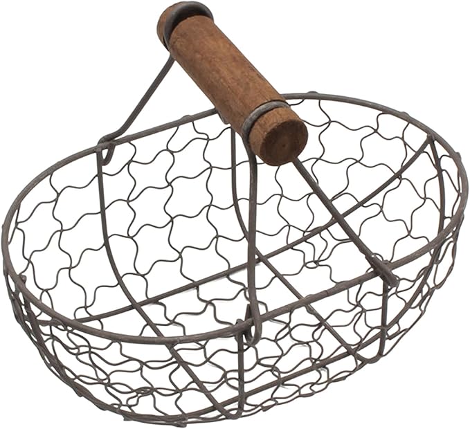 Vintage Wire Basket – Rustic Farmhouse Desktop Storage Basket, Fruit Basket & Egg Baskets & Kitchen Vegetable Basket