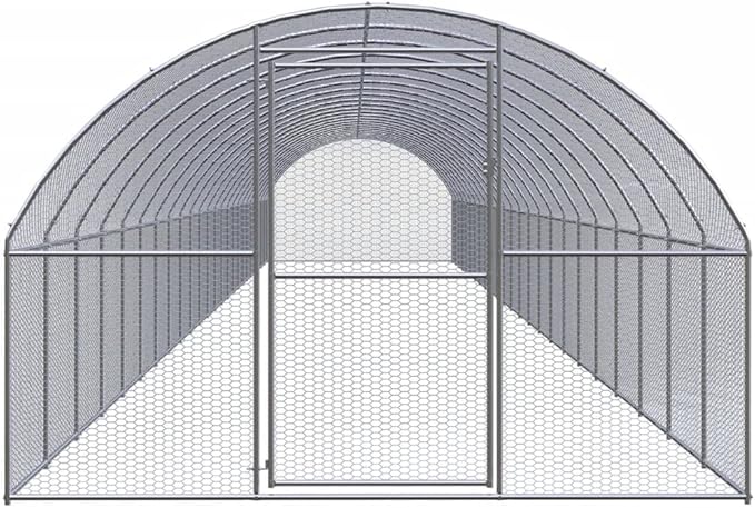 Large Metal Chicken Coop, Walk-in Poultry Cage for Backyard, Galvanized Steel Run for Hens, Ducks, and Small Animals, 9.8 x 9.8 x 6.6 ft Outdoor Enclosure
