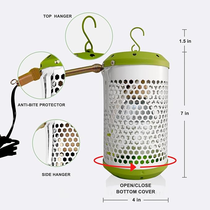 SYSAI Reptile Heat Lamp with Thermostat - All-in-One 50W Heater & Red Night Bulb Combo Kit for Snake, Bearded Dragon, Turtle, Tortoise Tank. Includes Bite Proof Cord & Hanger