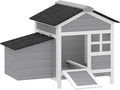 PawHut Chicken Coop Outdoor Weatherproof, Wooden Duck House with Nesting Box, Pull-Out Metal Tray, for 1-2 Chickens, Rabbits, Ducks, Poultry Cage Rabbit Hutch for Backyard, Farm, 36" x 25" x 27"