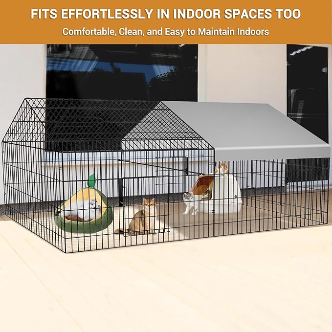 Chicken Coop 87"×40" Metal Portable Black Duck Coops Enclosure with Waterproof Cover Chickens Cage Runs for Yard Outdoor Backyard Farm Duck Pen Chicken Tractor for Rabbit, Dog, Cat,Small Animal