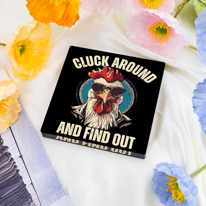 Chicken Gifts For Women Chickens Lovers Mom Kids Man Vintage Acrylic Plaque Desk Decoration Chicken Coop Accessories Farmhouse Wall Decor Cluck Around And Find Out Sign For Home Kitchen Garden