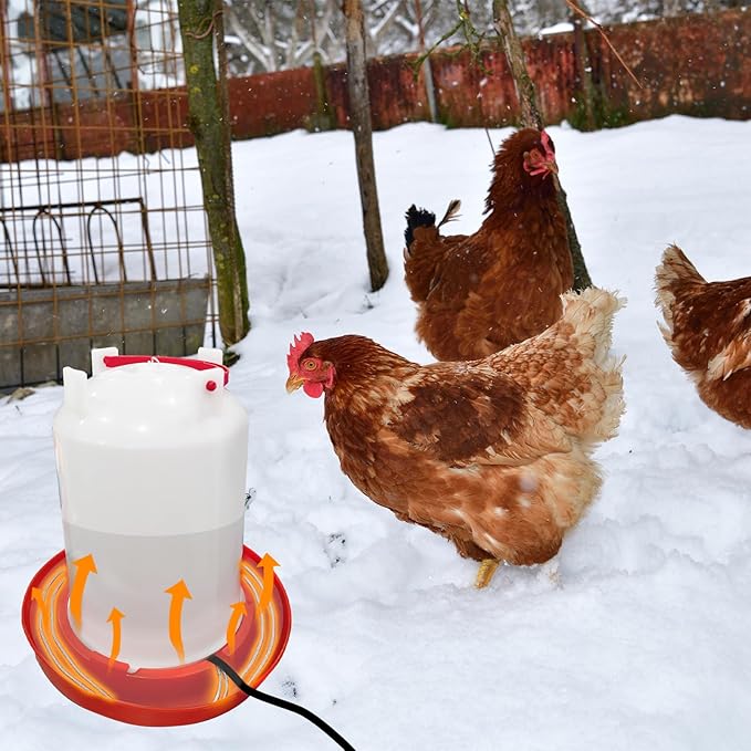 Chicken Water Heater Cord, Freeze-Proof Heated Waterer for Chickens & Poultry, Safe Low-Watt Heating Cable Keeps Water Ice-Free in Winter for Ducks, Rabbits & Small Animals (2 Pack)