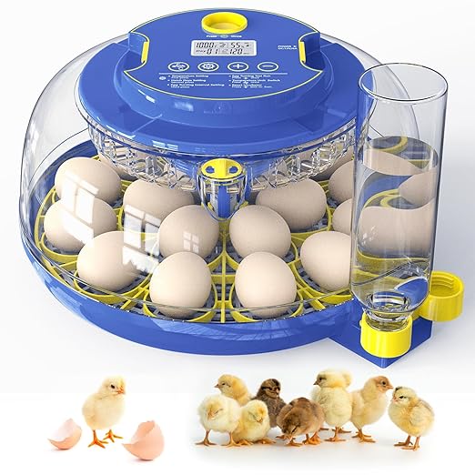 Incubators for Hatching Eggs, 18-Egg Incubator with Automatic Egg Turning and Humidity Control, Egg Candler, External Water Filling, Incubator for Chicken Eggs