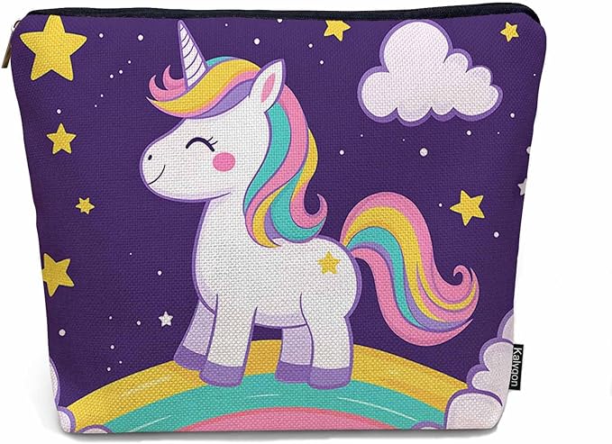 Makeup Bag Unicorn Makeup Bags For Purse Pouch, Cute Unicorn Rainbow Mane Travel Toiletry Bag Cosmetic Bag Makeup Bags Flax Makeup Organizer Bag Pencil Pouch For Man Woman