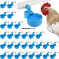 LemonRoad 30 Set Automatic Chicken Waterer Cups with 1/2" PVC Tee Fitting Chicken Drinking Bowl, Poultry Drinker Mounting Hole Opener,Water Dispenser Feeder for Duck, Goose, Turkey, Pigeon(Blue Black)