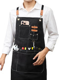 KITCHIEF Woodwork Aprons for Men,Tool Apron with loop and Pockets,Cross Back Heavy Duty Workshop Apron for Carpenter,Garden