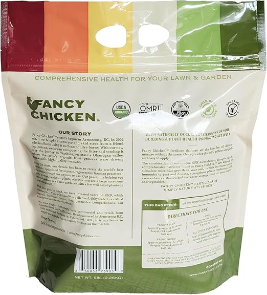 All-Purpose Manure - 5lbs Pelleted Dried Organic Chicken Manure | All-Natural Plant Food | Ideal for Vegetables Plants Fruits Trees Lawn Gardening & Farming | USDA Organic