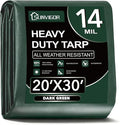 Sunvigor Tarp Waterproof 20x30Ft, Extra Thick 14 Mil Heavy Duty Tarp Cover, Tear & Fade Resistant, Outdoor Tarps with Brass Grommets and Reinforced Edges for Roof, Camping, Patio, Boat (Green)