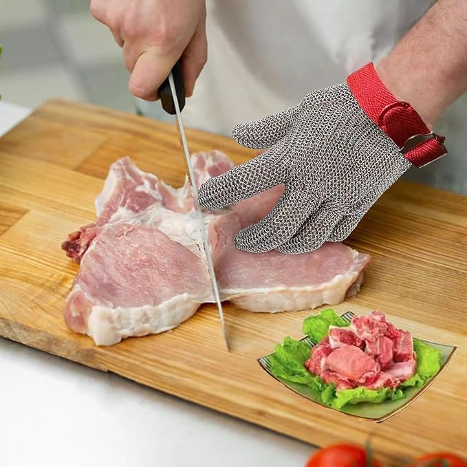 Metal Mesh Gloves - Stainless Steel Mesh Chain Cutting Gloves for Meat and Food Processing