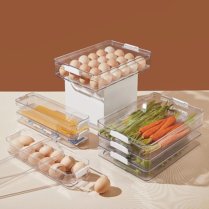 YOHA Clear Deviled Egg Tray Carrier with Lid 12 Grids Eggs Holder Case Refrigerator Egg Container Deviled Egg Platter Stackable Egg Tray Camping Picnic Travel Portable Egg Storage Container,Clear-12