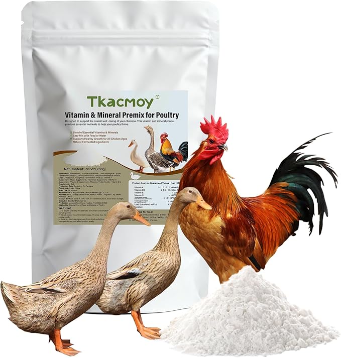 Poultry Probiotics + Vitamins + Minerals for Chickens,All-Natural Digestive Health & Immune Support Supplement for Hens,Turkeys - All Flock Ages Chicken Vitamins (7.05 oz)