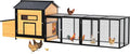 Large Wooden Chicken Coop Outdoor Hen House with Nesting Box，Walk-in Poultry Cage with Secure Locks, Metal Mesh Run for Backyard Farm Use (Black+Gold 118")