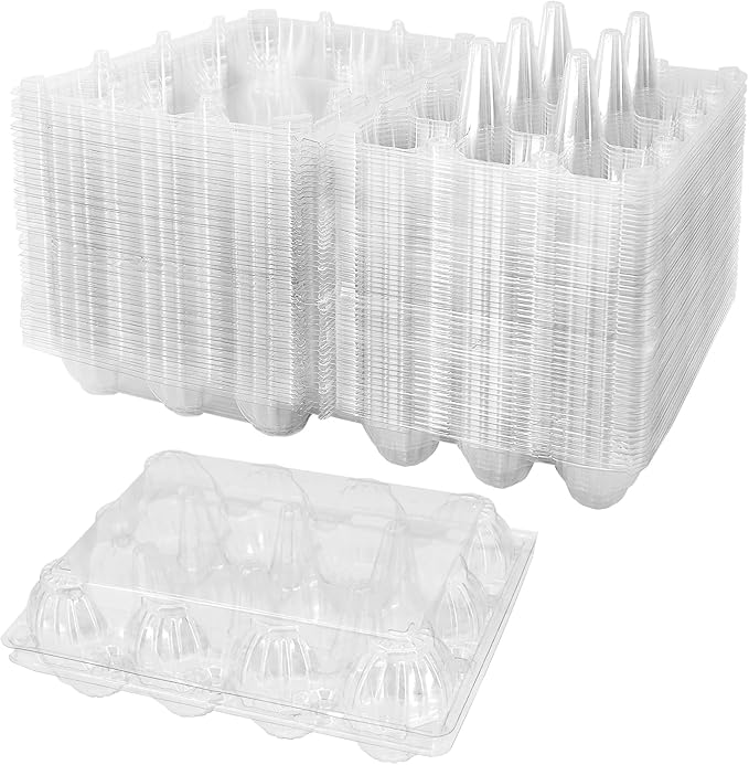 Farm Fresh Plastic Egg Cartons - 50 Pieces Tray for Chicken Eggs - Holds 12 Eggs - Perfect for Farm Markets and Home Refrigerators