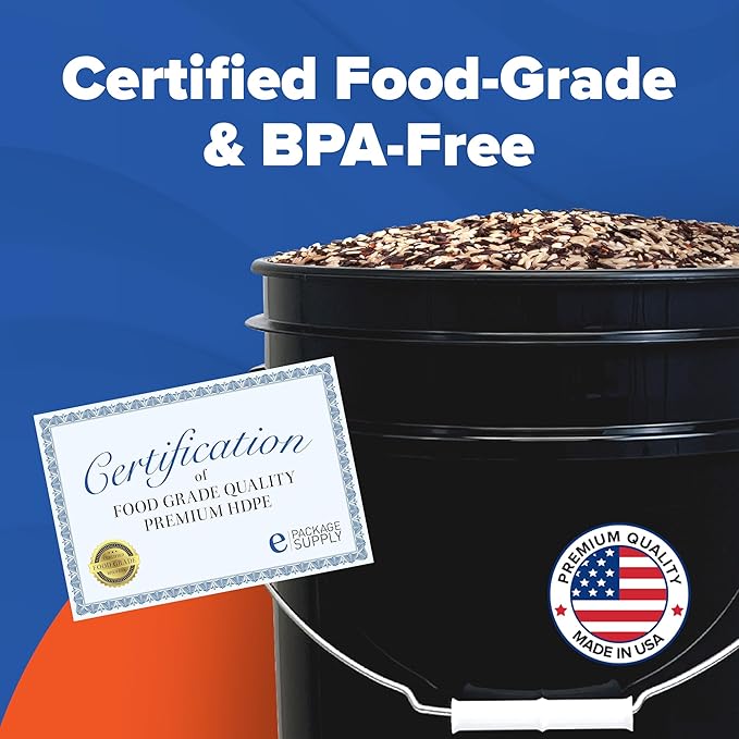 ePackageSupply Premium 5 Gallon Food Grade Plastic Pail with Gamma Seal Lid | Made in USA | BPA-Free | Heavy-Duty 90 Mil | Airtight Stackable Container, 3 Count