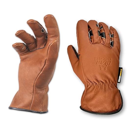 Bear Knuckles Cowhide Leather Work Gloves for Men, Redrock D451 – Large, Full Leather Construction, Durable Leather Working Gloves for Construction, Farm & Yard Work, Outdoor Regular Duty Protection