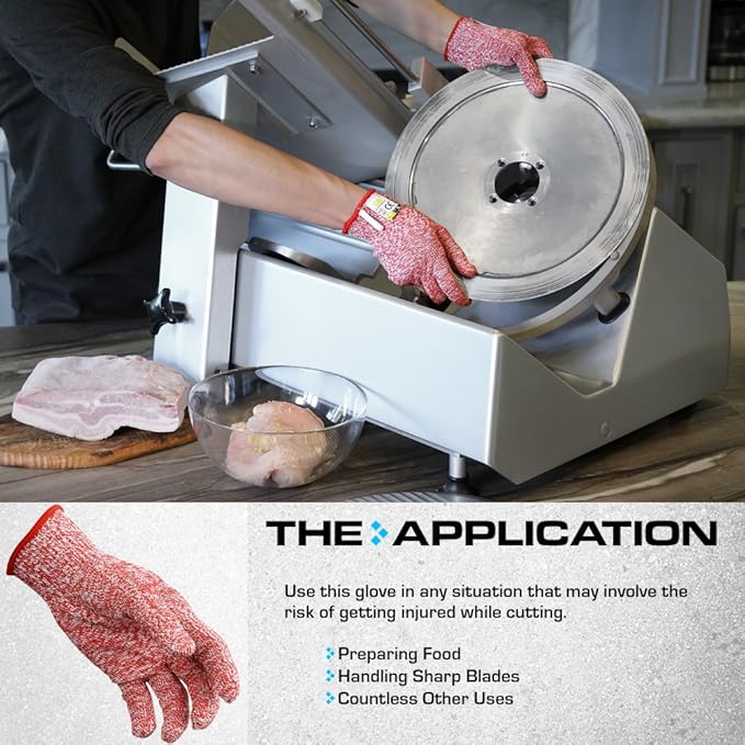 Glove Station Ultra Durable Series Cut Resistant Gloves - Cutting Gloves for Chefs, BBQ and Cooking - Level 5 ProtectioN, Food Grade Safe Cut - Red, Small Size [2-Pack]