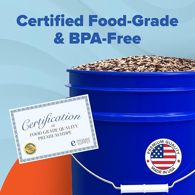 ePackageSupply 5 Gallon Plastic Bucket with Airtight Lid | Made in USA | Food Grade Bucket | BPA-Free | Heavy Duty 90 Mil All Purpose Pail | One 12" Rubber Mallet & One Lid Opener Included | 6 Pack