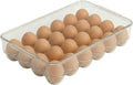 Clear Egg Holder for Refrigerator - Stackable Plastic Egg Tray with Lid, Large Capacity Egg Storage Bin, Durable Fridge Organizer for Kitchen & Countertop - Holds 24 Eggs
